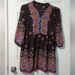 BeBop Black and Orange Patterned Mini Dress